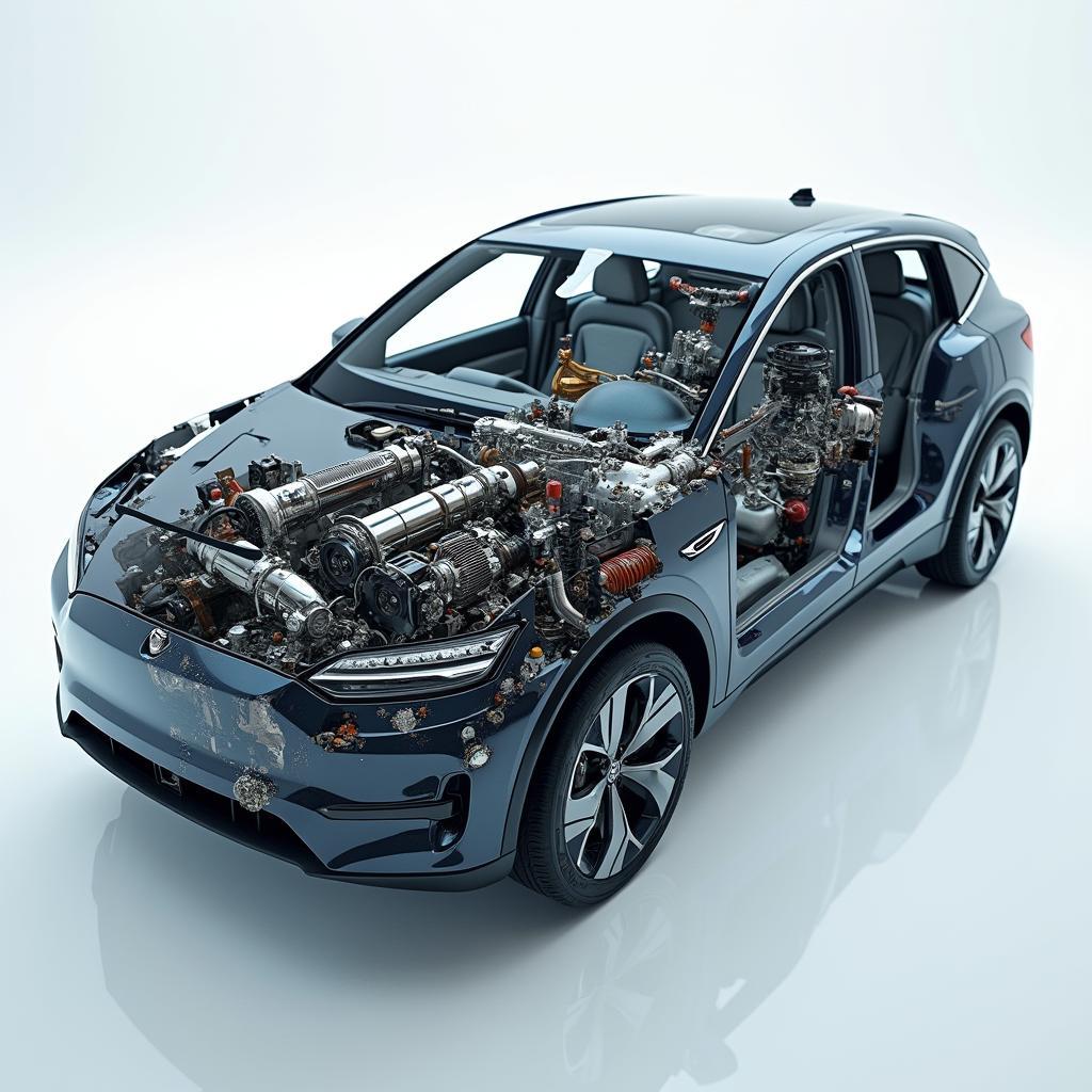 Electric car engine with fewer components