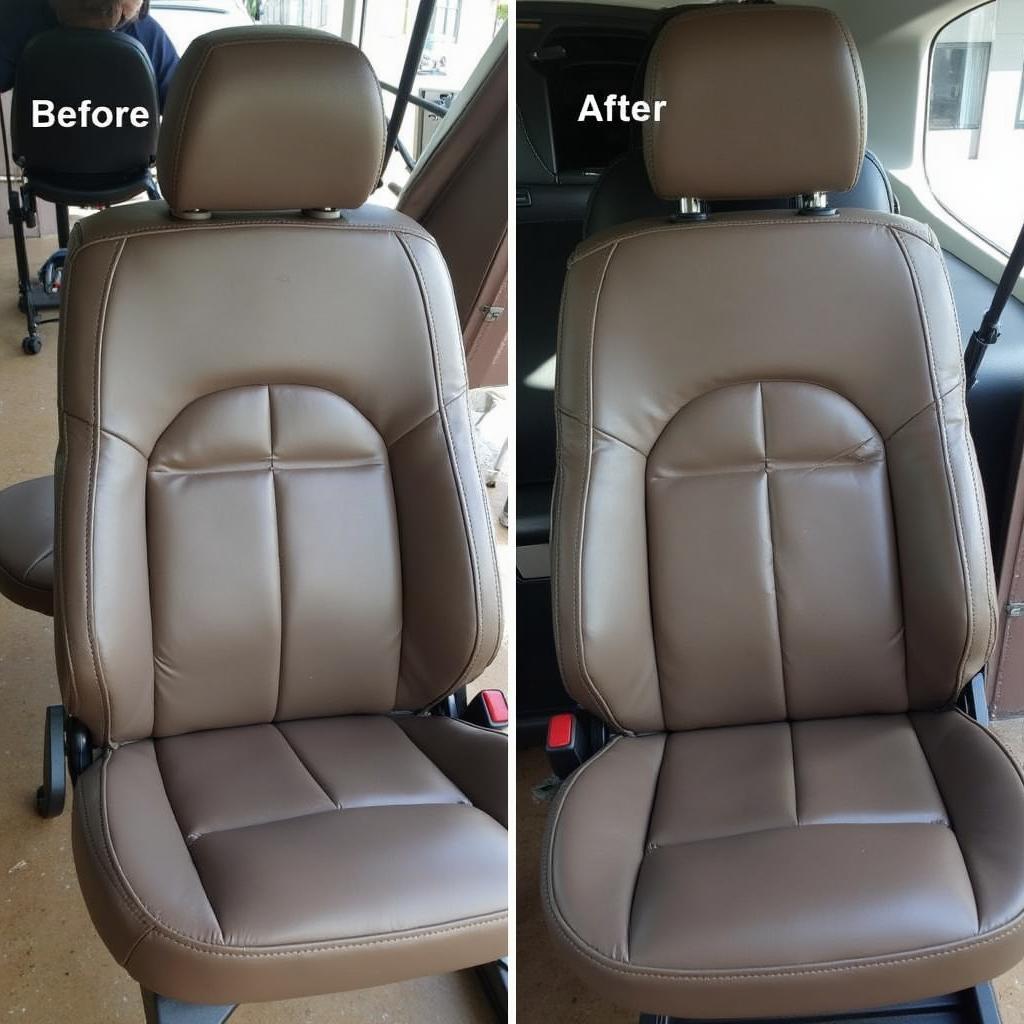 Finished Leather Car Seat Repair