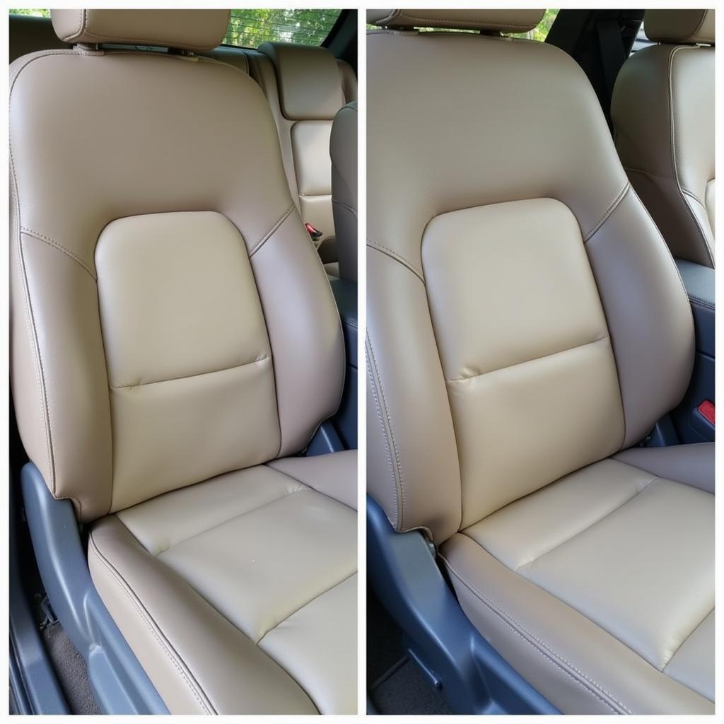 A successfully repaired vinyl car seat