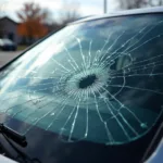 Car with damaged window in Fort Wayne