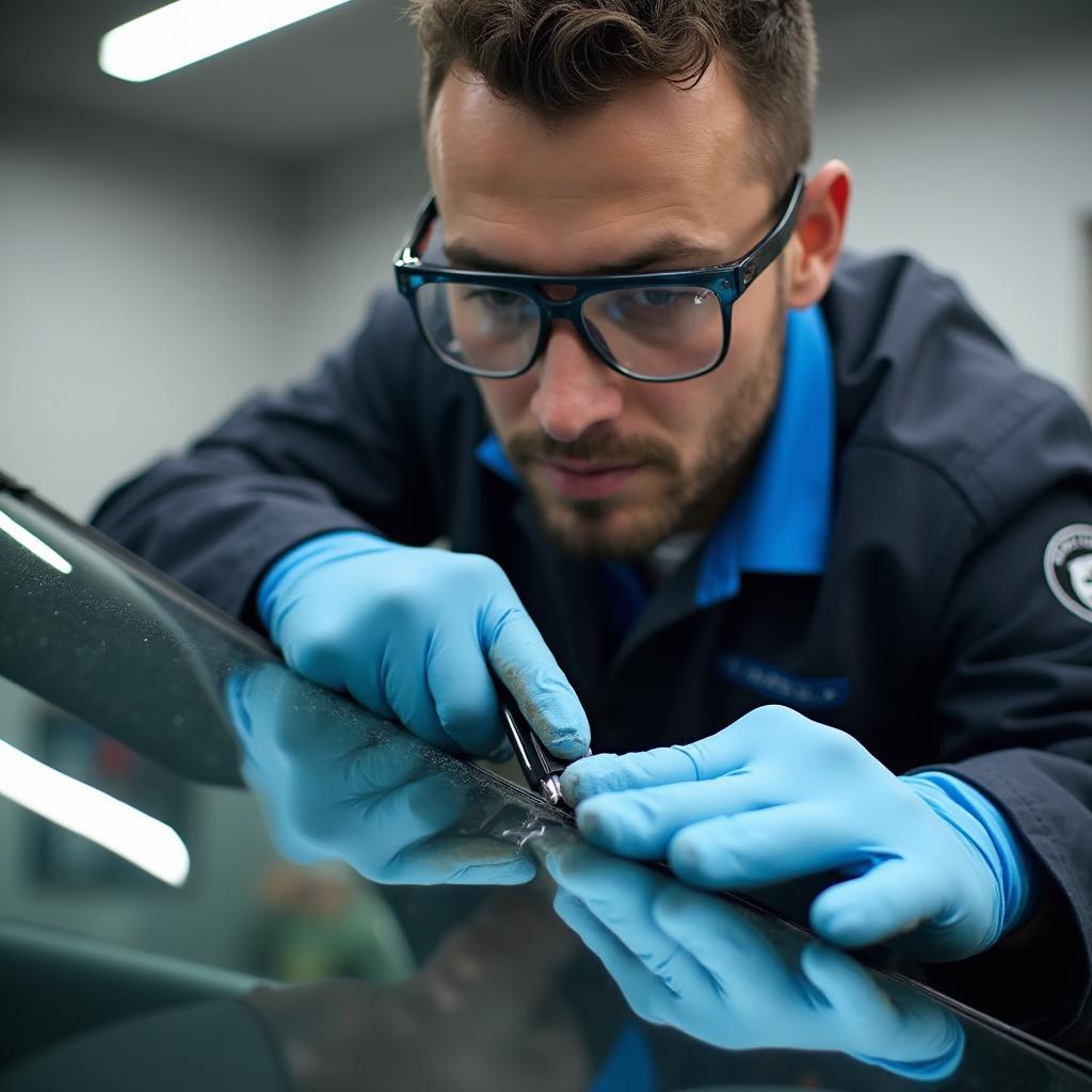 Gerber Technician Repairing Windshield