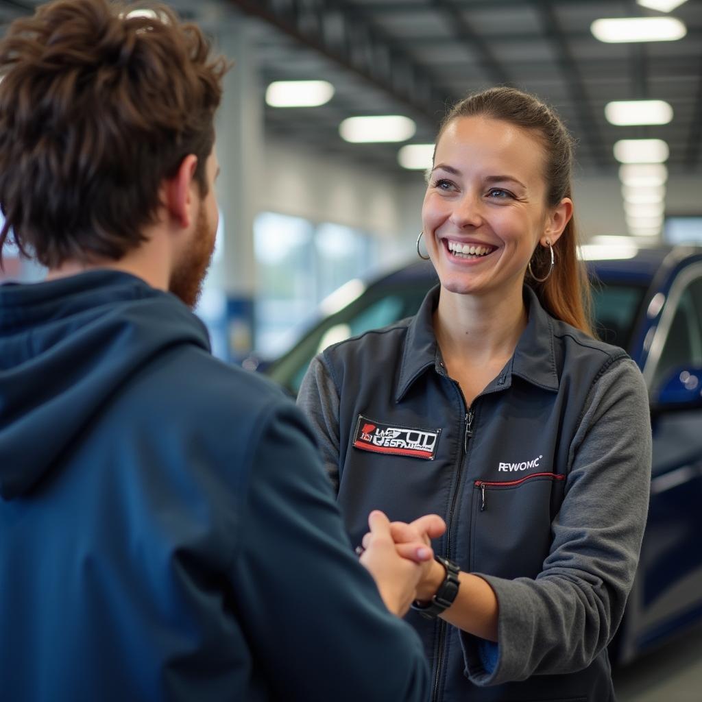 Customer service at a car repair shop in Guildford