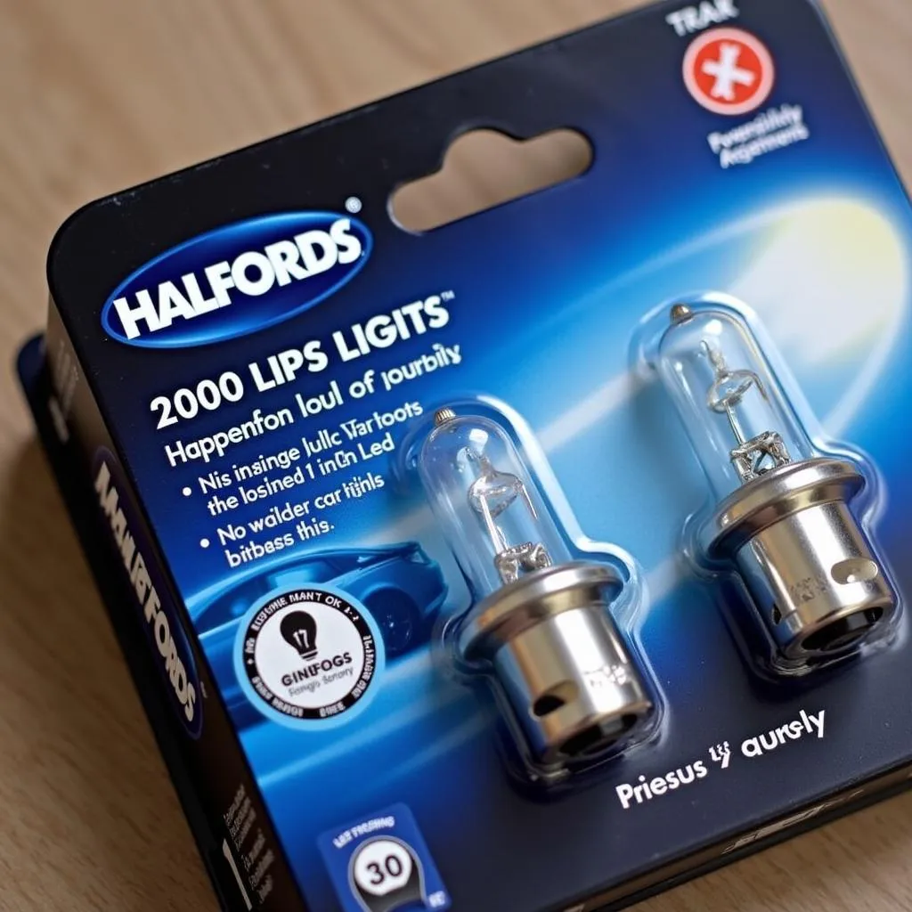 Halfords Car Light Bulb Packaging