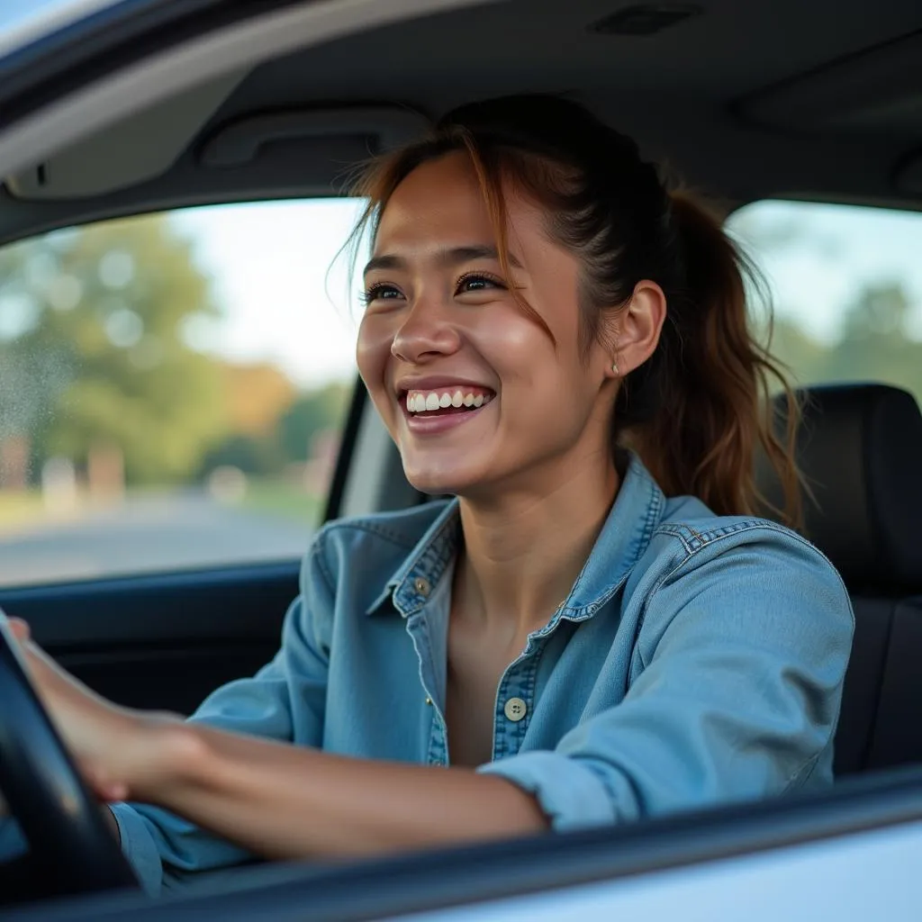 Driver Enjoying Cool Air in Car