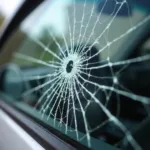 Car window with impact damage in John's Creek