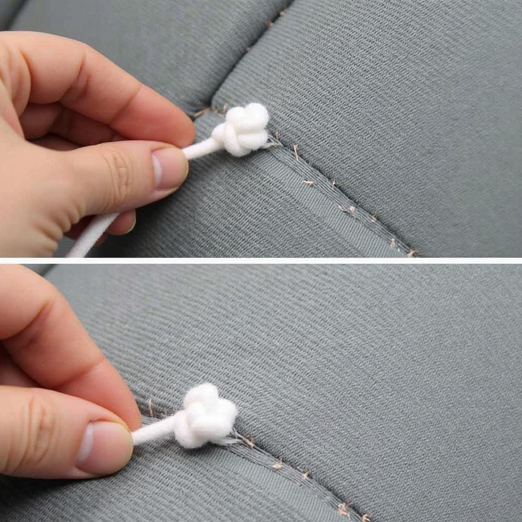 Securing Thread After Repairing a Car Seat Tear