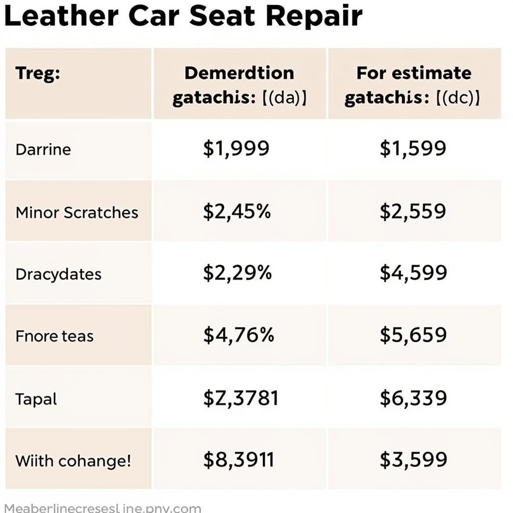 Leather Car Seat Repair Cost Estimation