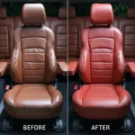 Before and After Car Leather Seat Repair Dye Application