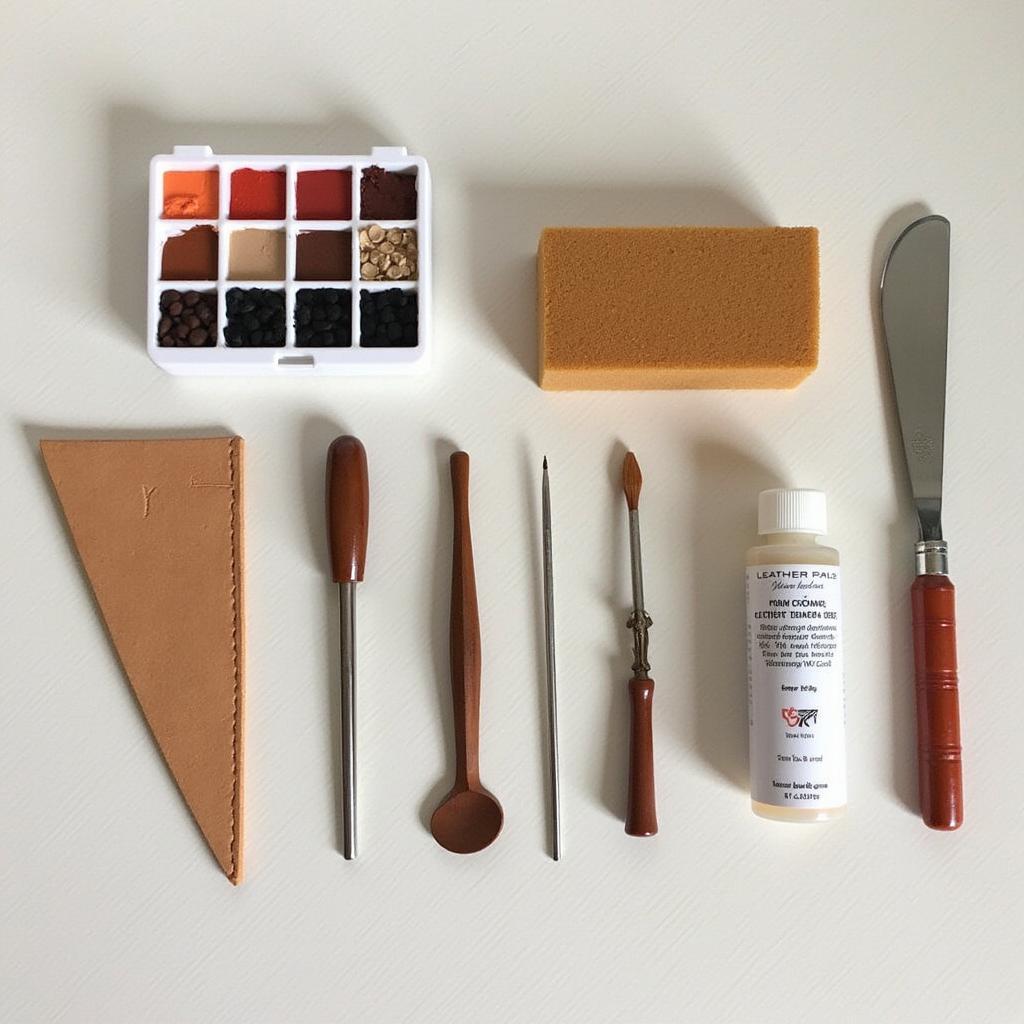 Leather repair kit with tools and materials