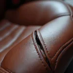 Close-up of a ripped leather car seat