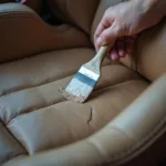 Applying Leather Filler to Car Seat