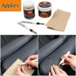 Applying a leather/vinyl repair kit to a torn car seat