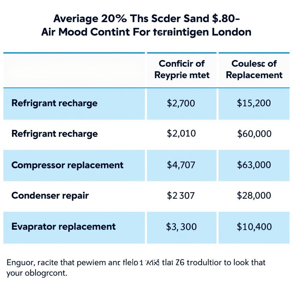 Average Car AC Repair Costs in London