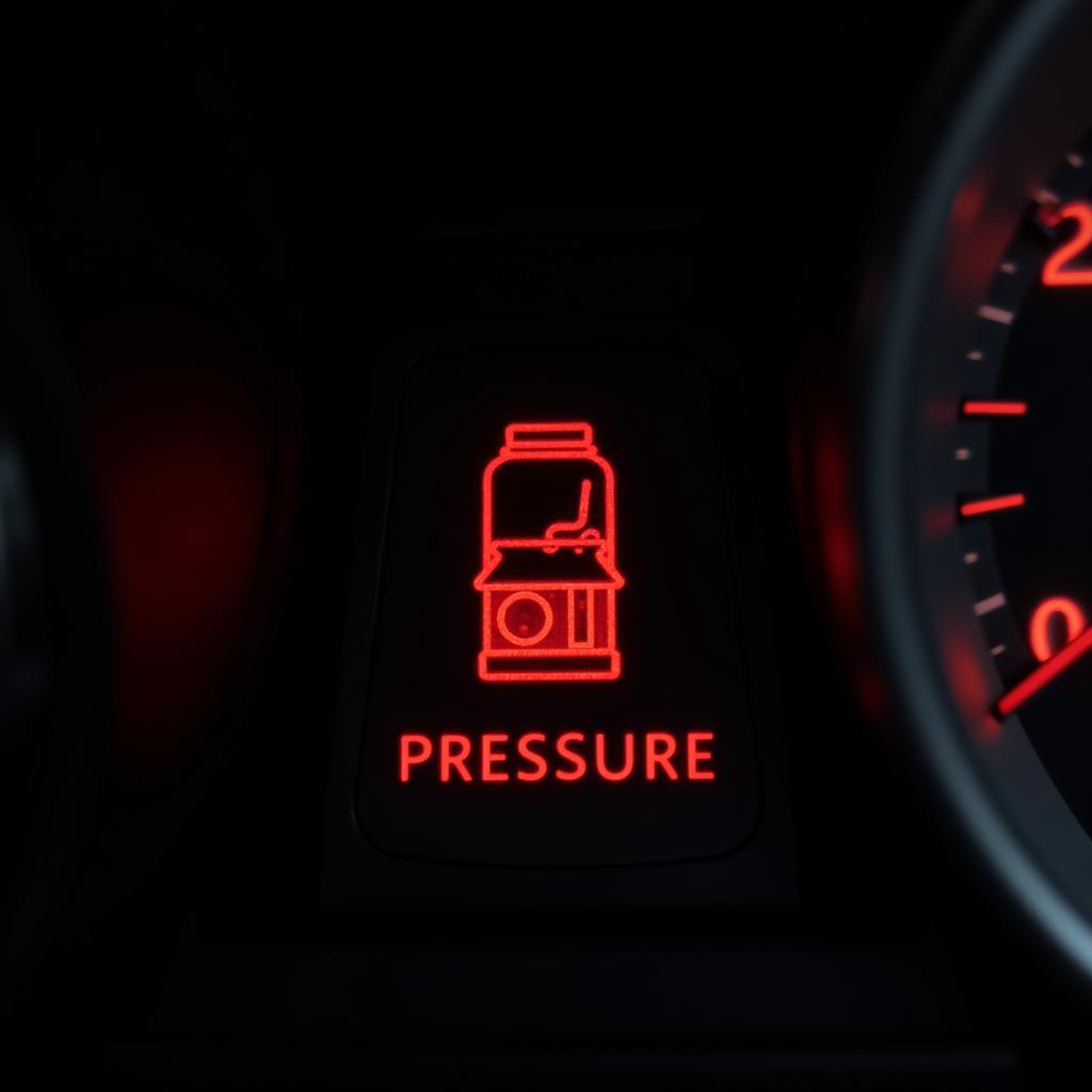 Car Dashboard Showing Low Oil Pressure Warning Light