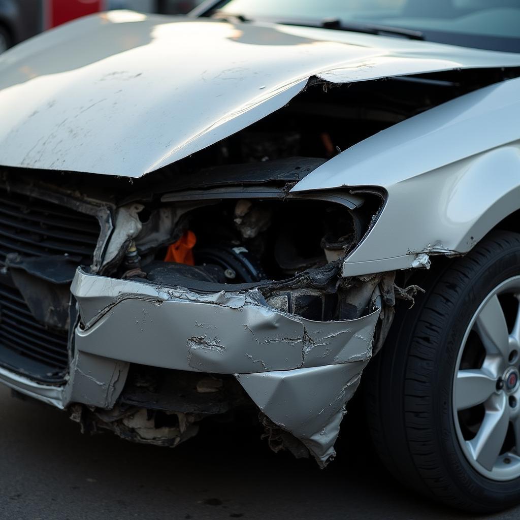 Car after major collision damage, needing repairs in Harwich Essex