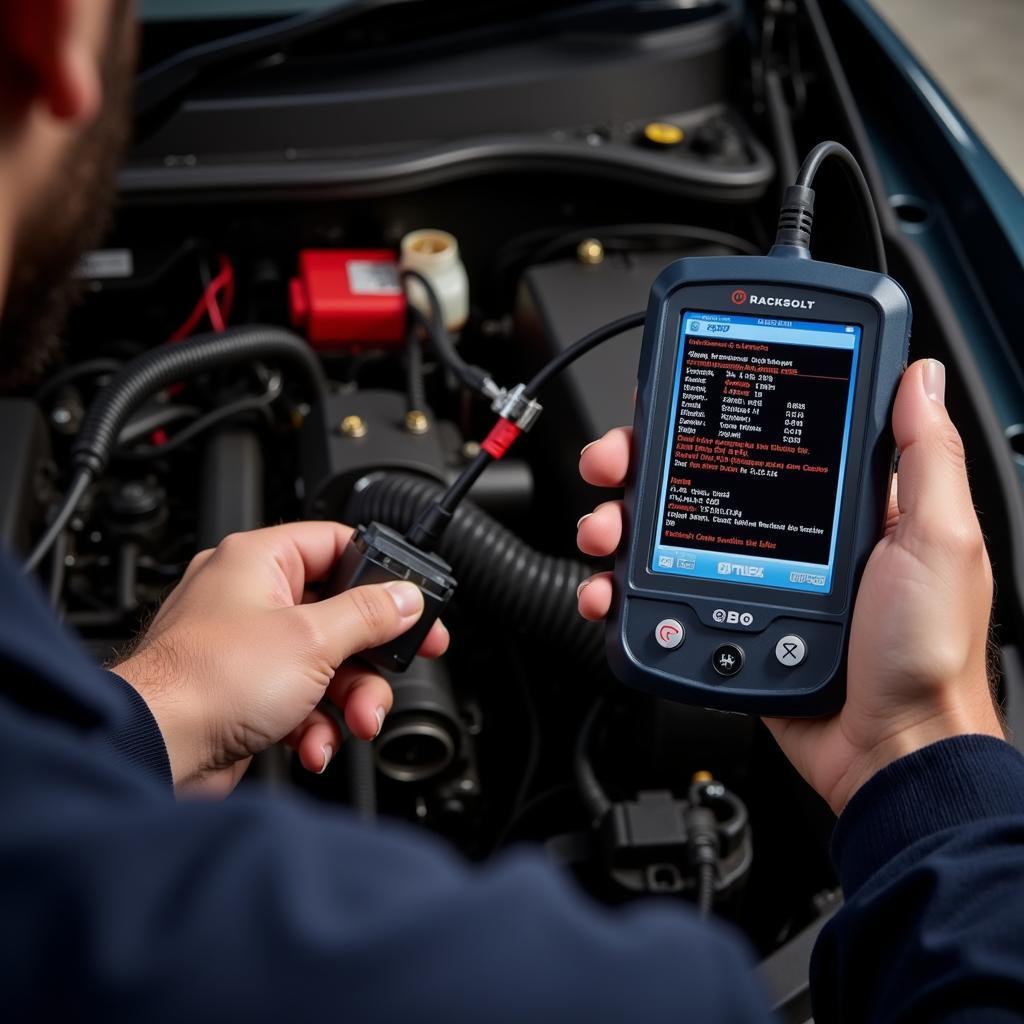 Mechanic Diagnosing Car Electrical Fault in London