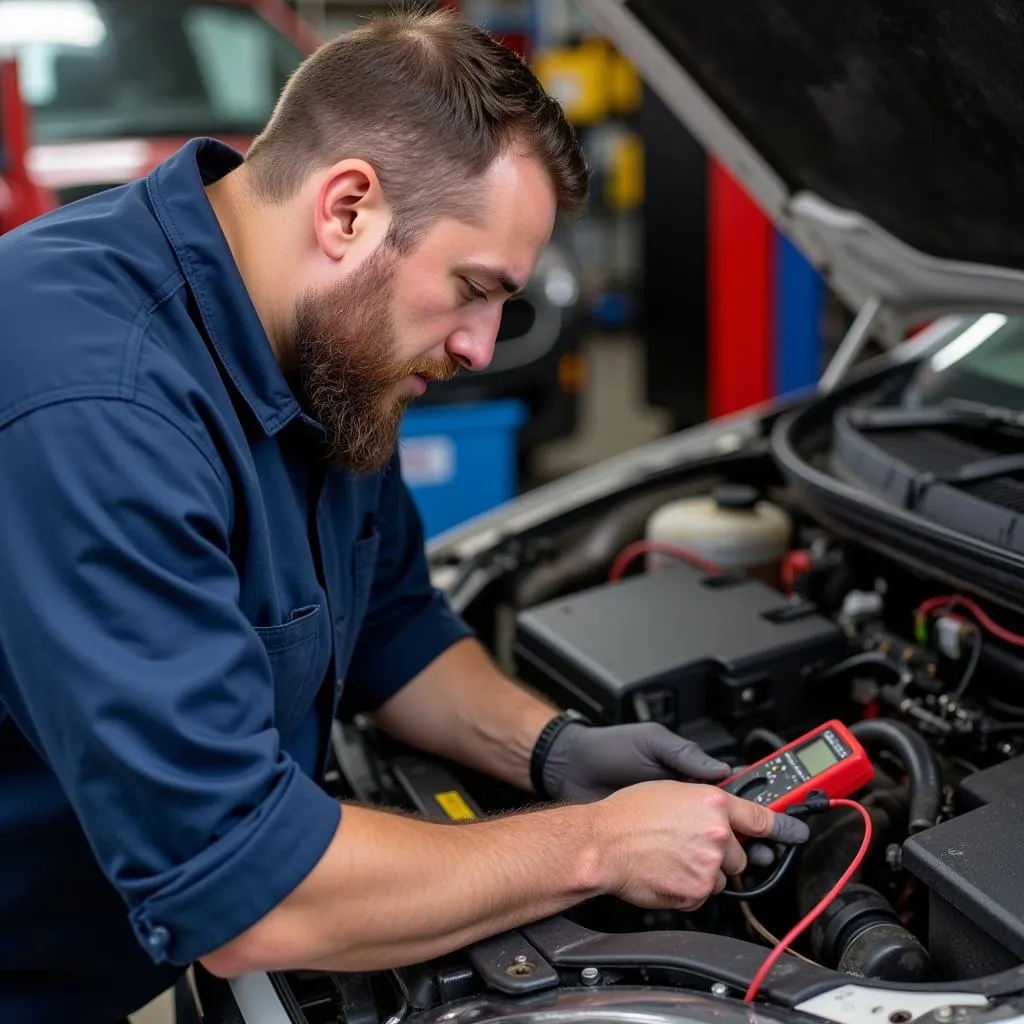 Mechanic Diagnosing Car Electrical Issue in Point Cook