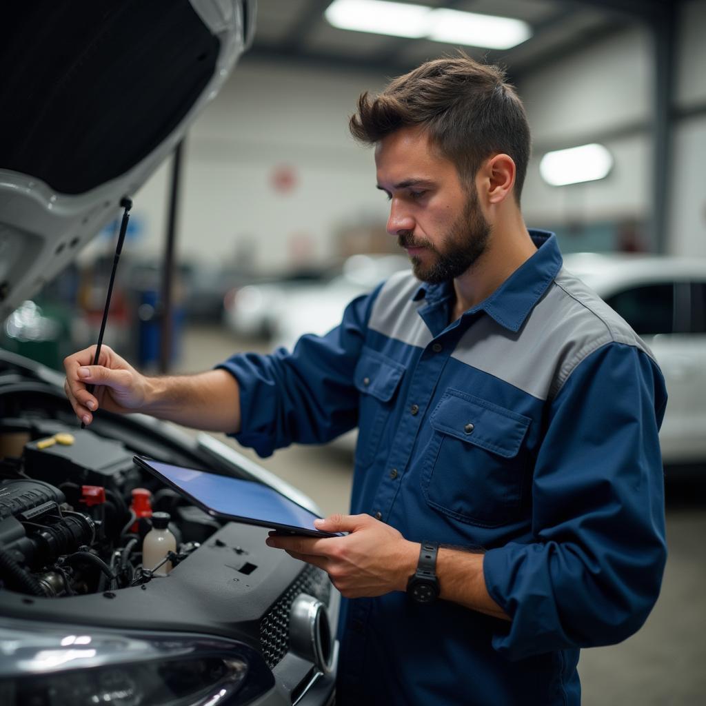 Mechanic Inspecting Car in Rapid City