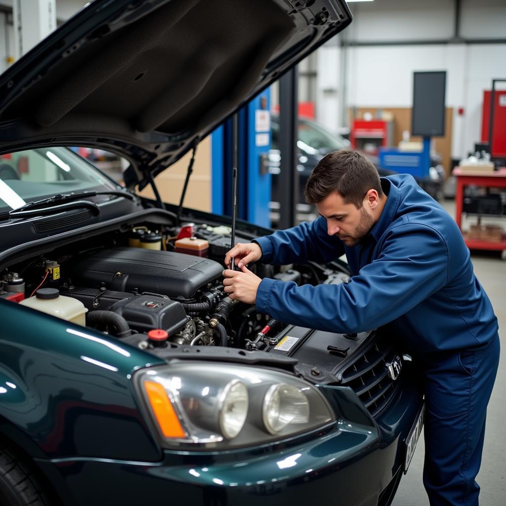 Mechanic Performing a Car Inspection