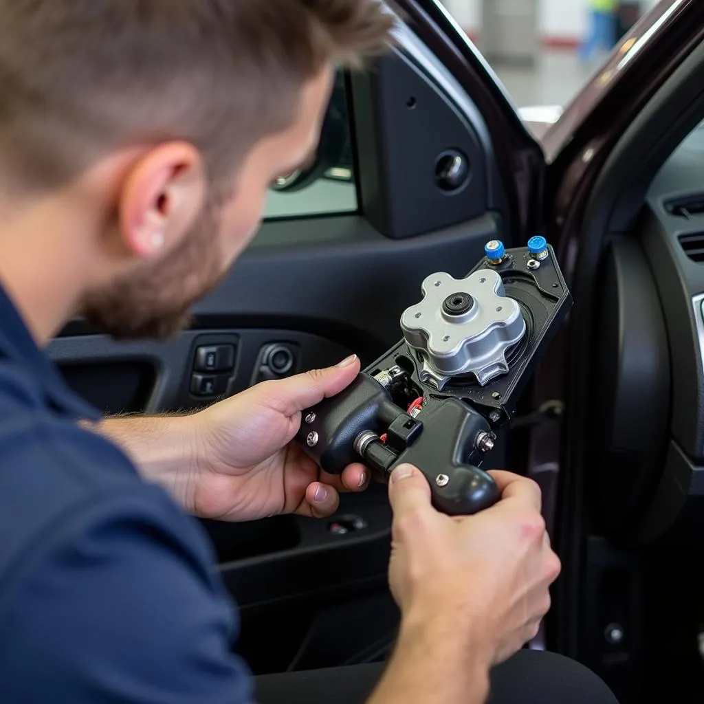 Mechanic Repairing Car Electric Window