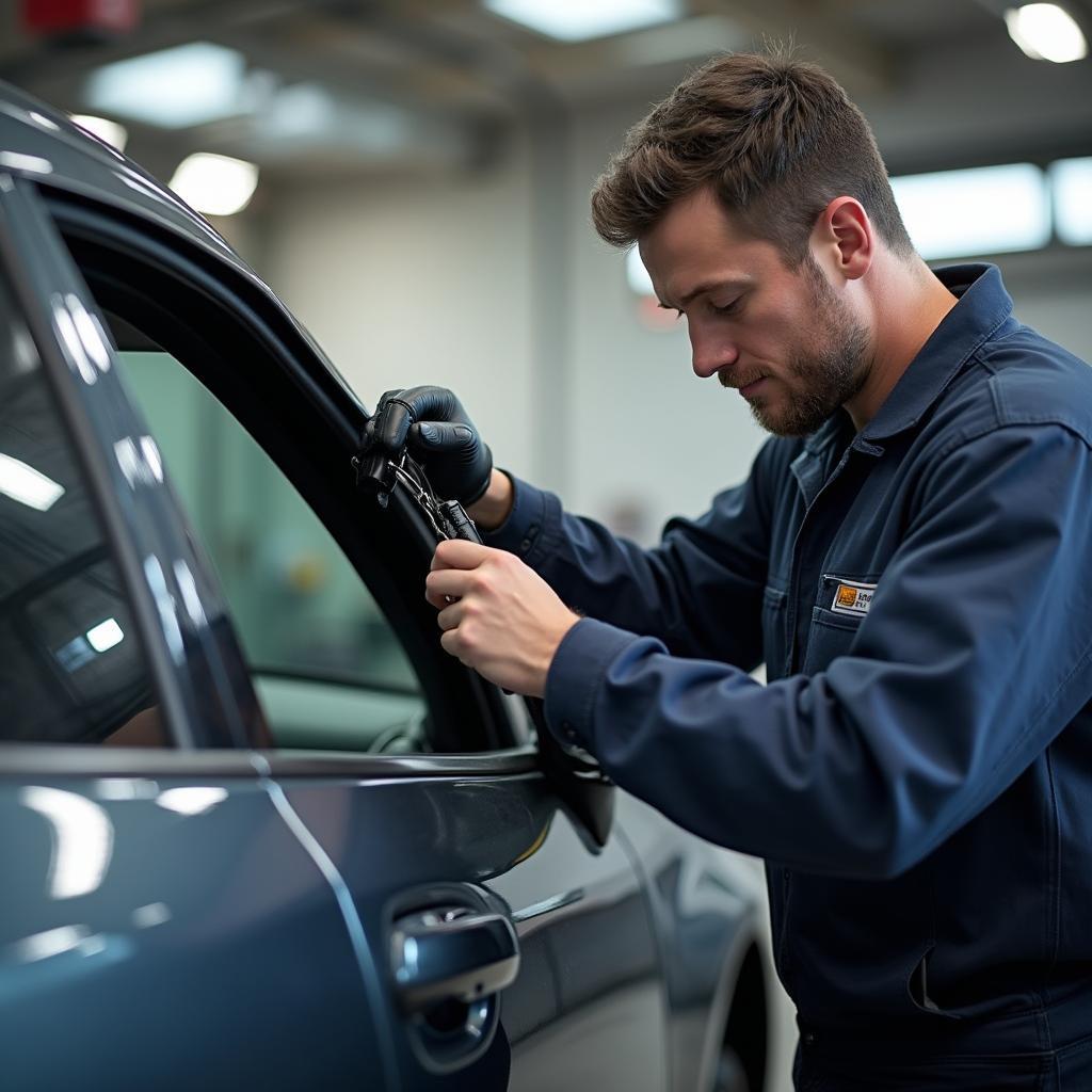 Mechanic Repairing a Car Window