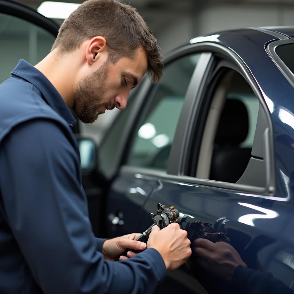 Mechanic Repairing Car Window