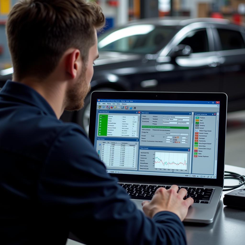 Mechanic Using Diagnostic Software