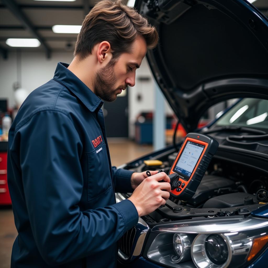 Mechanic Using Diagnostic Tool in Cape Town