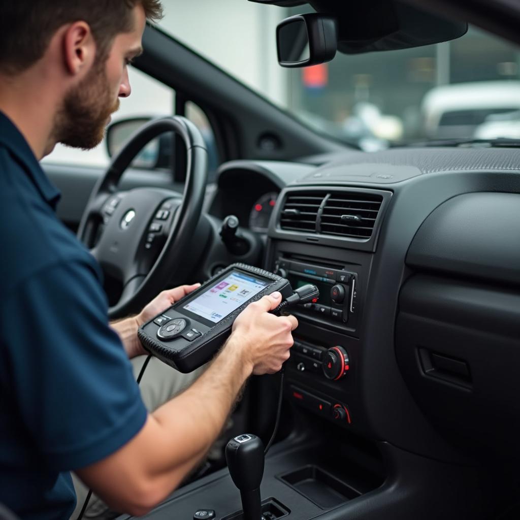 Mechanic Diagnosing Electrical Problem