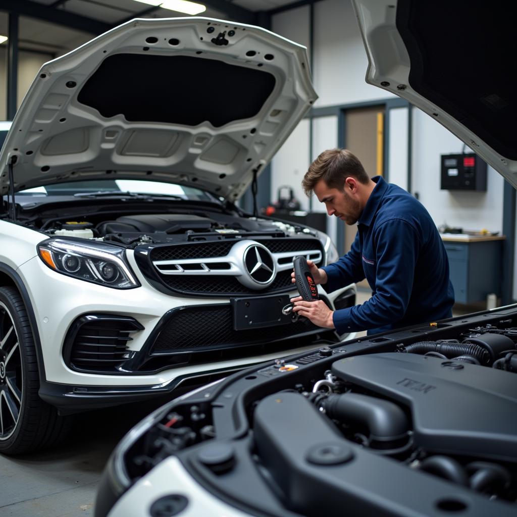 Mercedes-Benz Technician Performing Repair in Naples