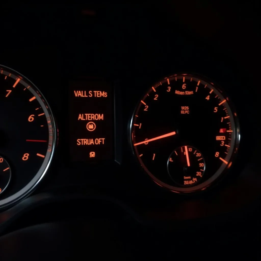 Mercedes Car Dashboard Showing Warning Lights