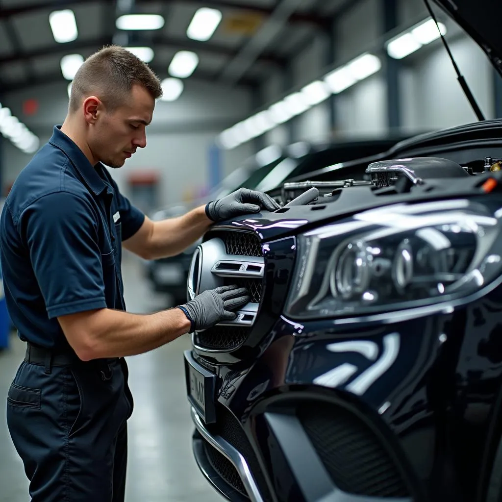 Mercedes Car Undergoing Routine Maintenance