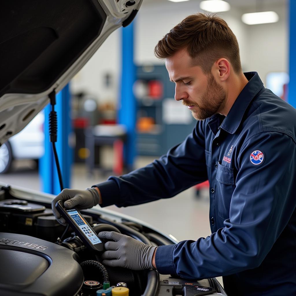 Preventative Maintenance for Mercedes in Raleigh: Technician Performing a Routine Check