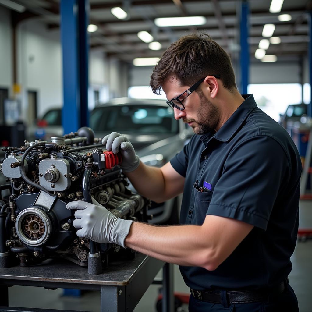 Mercedes Repair Raleigh: Certified Technician Working on a Mercedes Engine