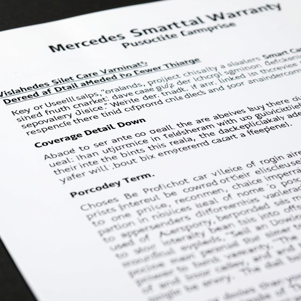 Mercedes Smart car warranty document