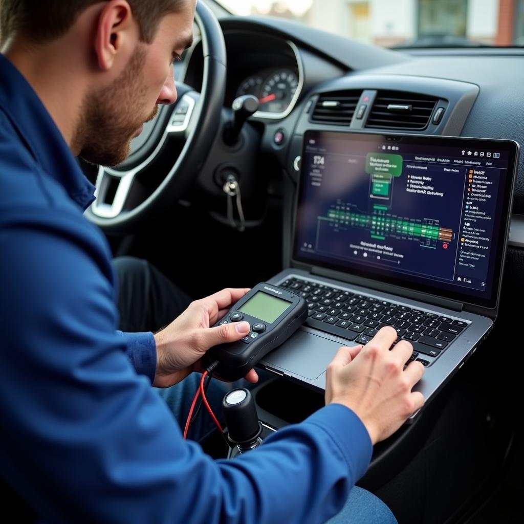 Auto electrician performing car diagnostics in Middlesbrough