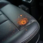 Minor Burn Hole in Leather Car Seat