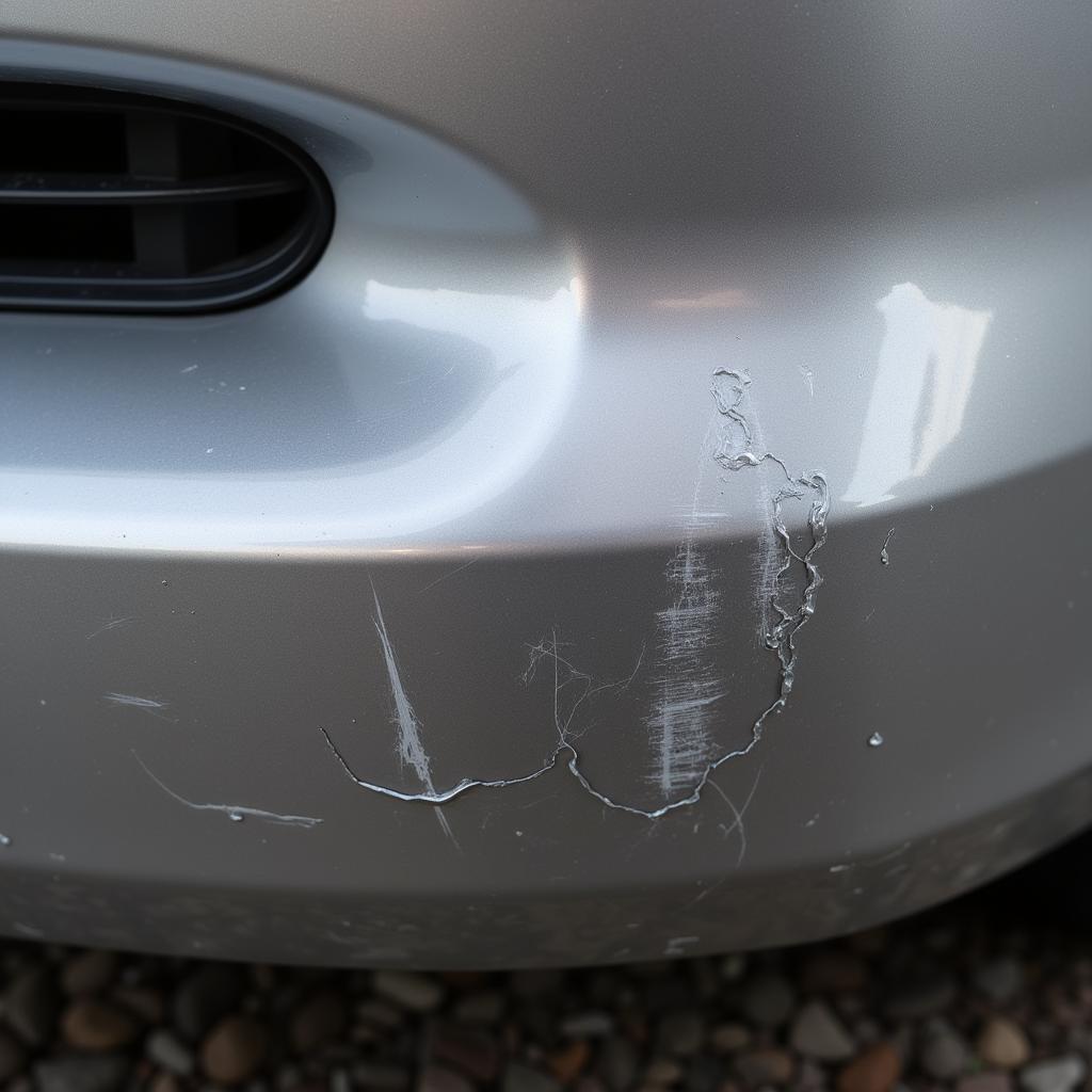 Minor scratches on a car bumper