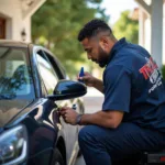 Mobile Car Body Repair Technician at Work