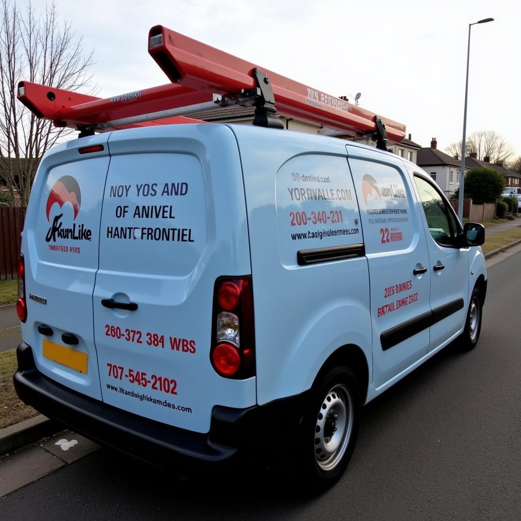 Mobile car key repair service van parked on a Luton street