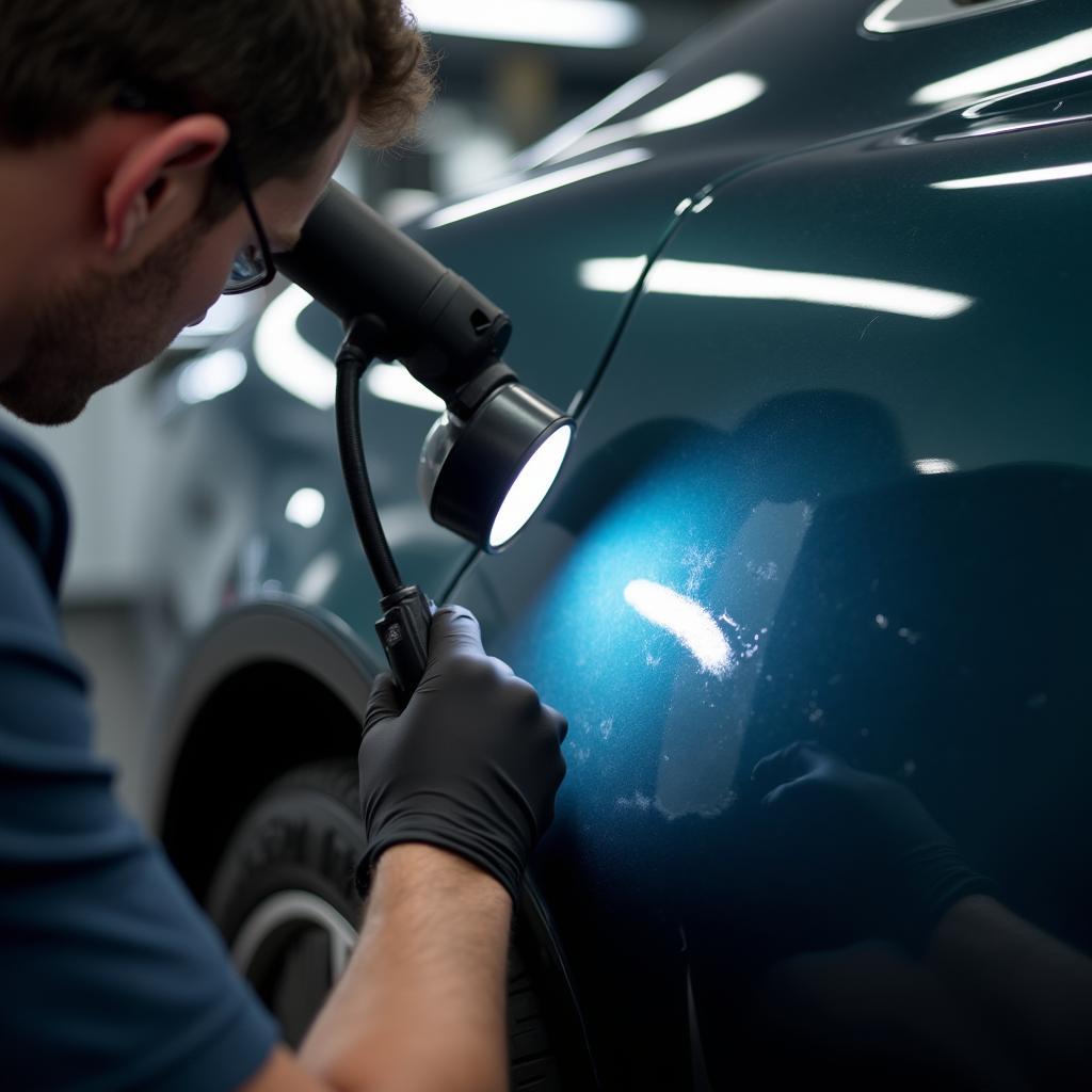 Mobile Repair Technician Inspecting Damage