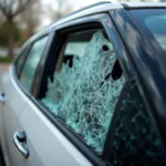 Damaged Car Window Requiring Mobile Repair