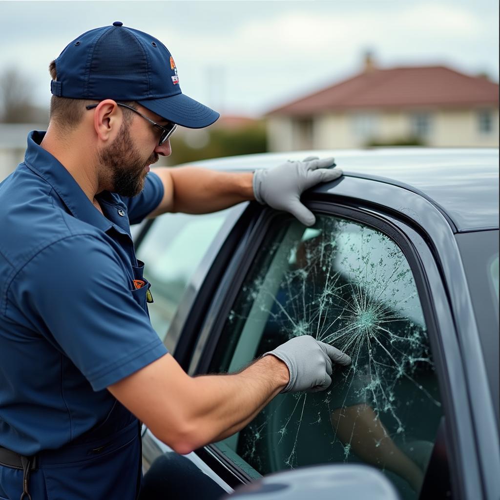 Mobile Car Window Repair in Progress