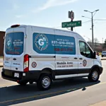 Mobile car window repair service van near 67th Ashland.