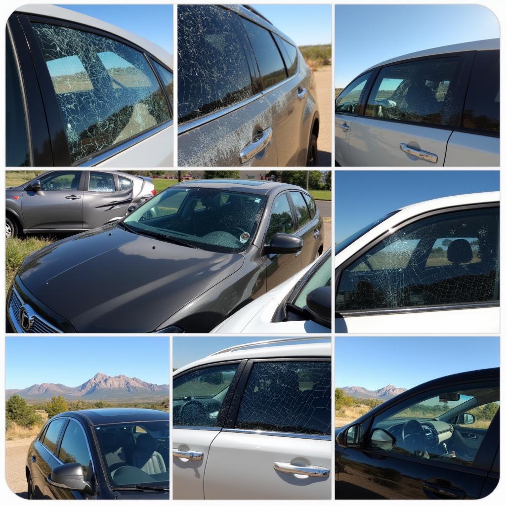 Different types of car window damage in Boulder County