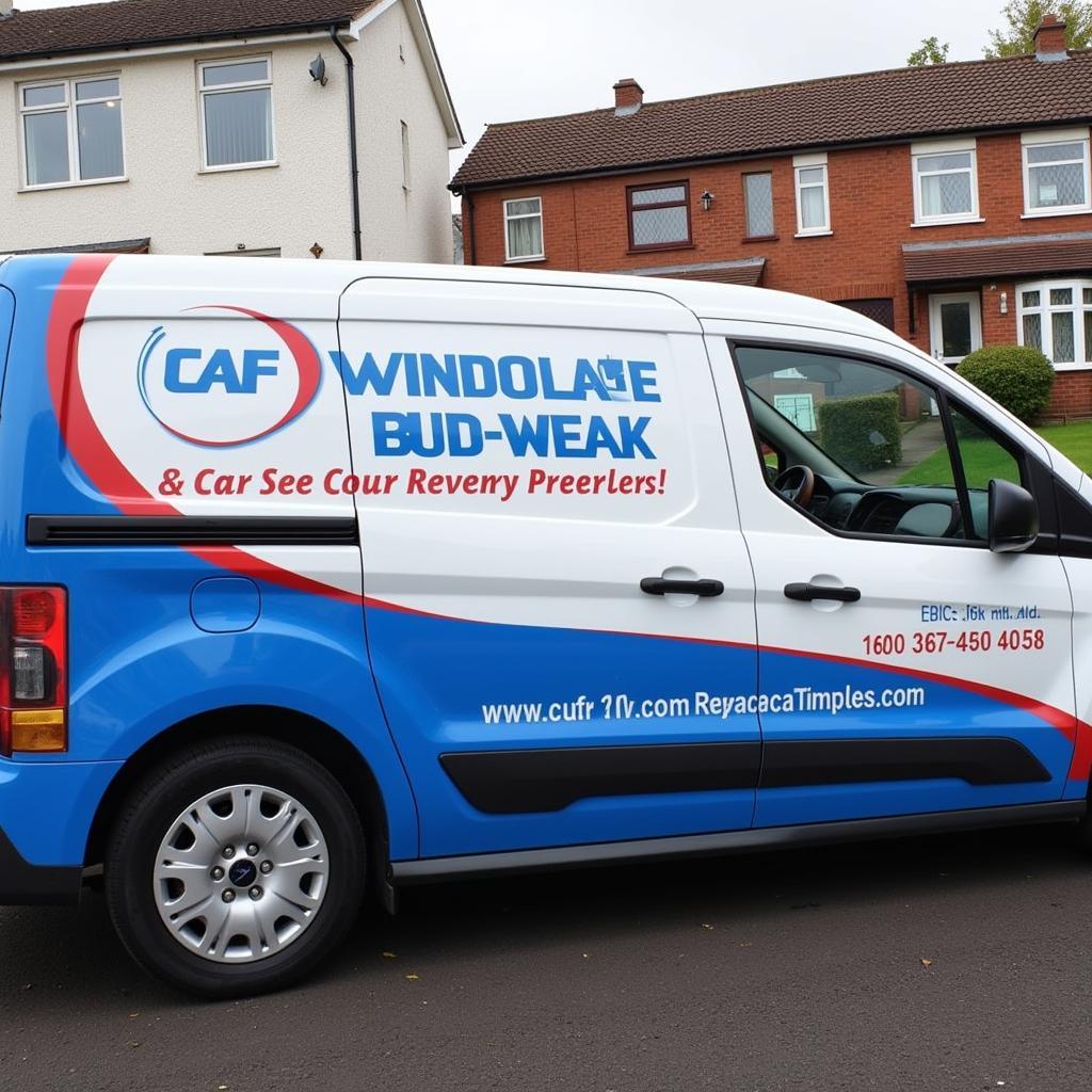 A mobile car window repair van parked in Falkirk