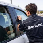 Mobile car window repair technician working on-site in Fremont