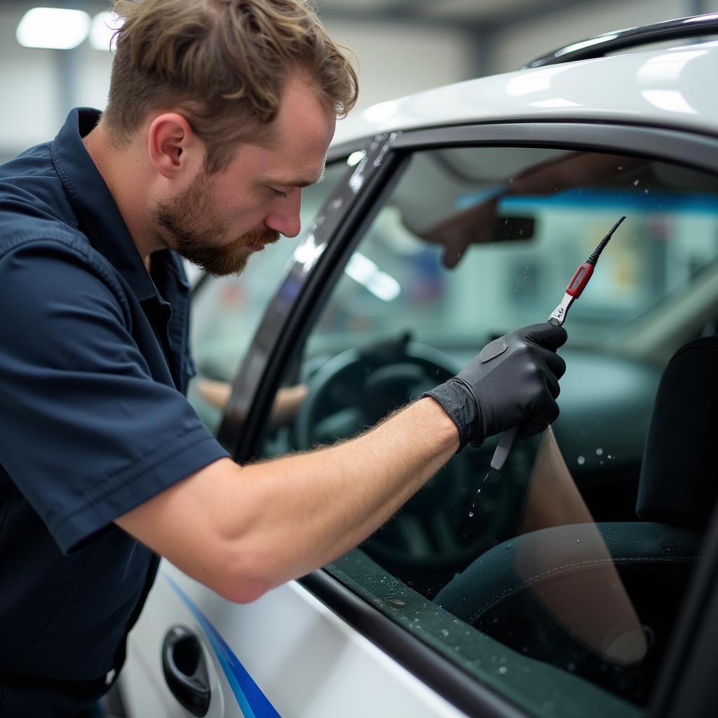 Mobile car window repair technician in Manchester