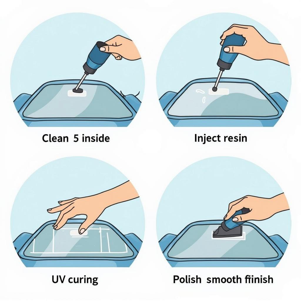 Step-by-step illustration of the mobile car window repair process