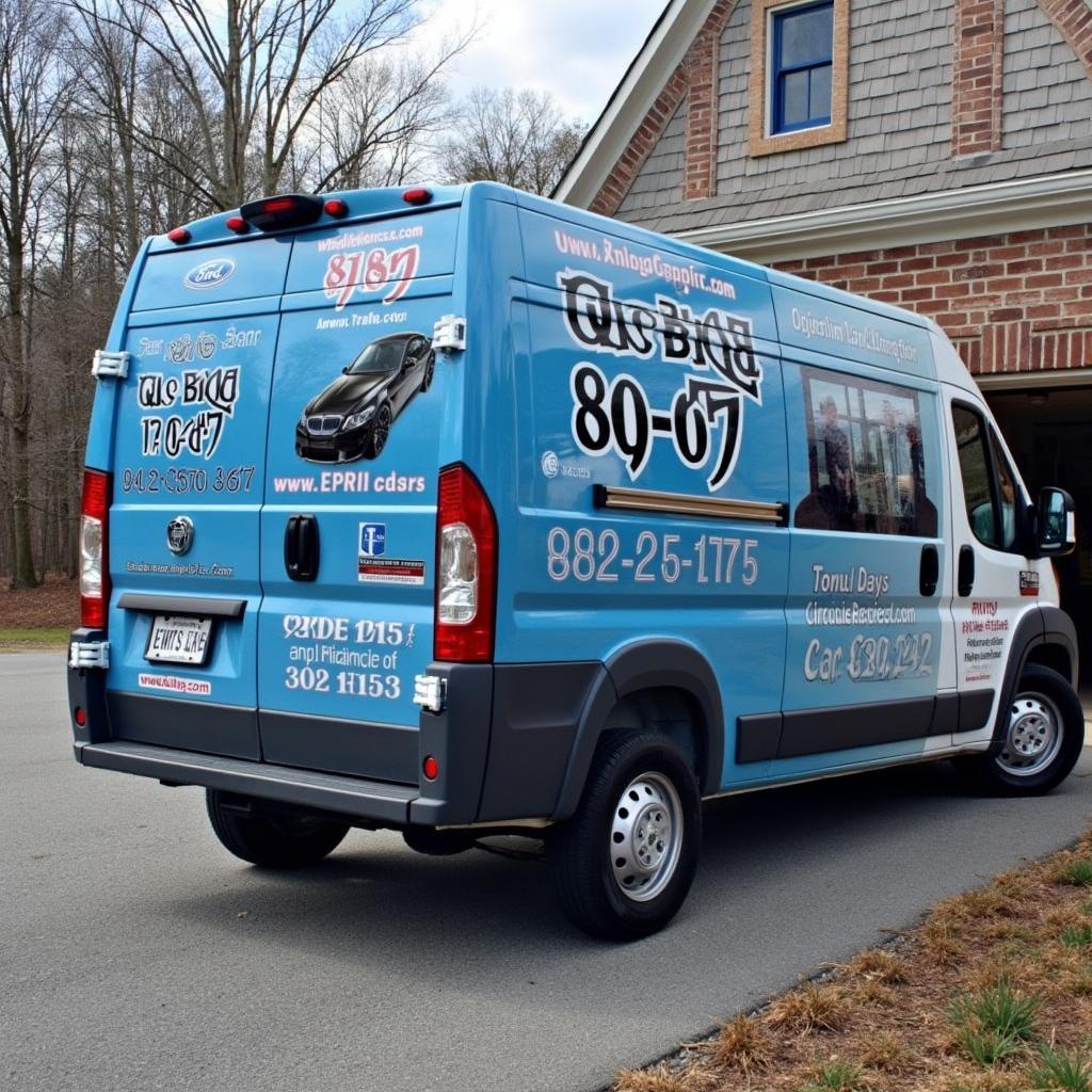 Mobile car window repair van in Sandy Springs